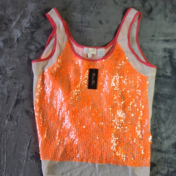 Miss Me Tops - *NWT* MISS ME Lace Layered Orange Sleeveless Tank Women's  Top Size L